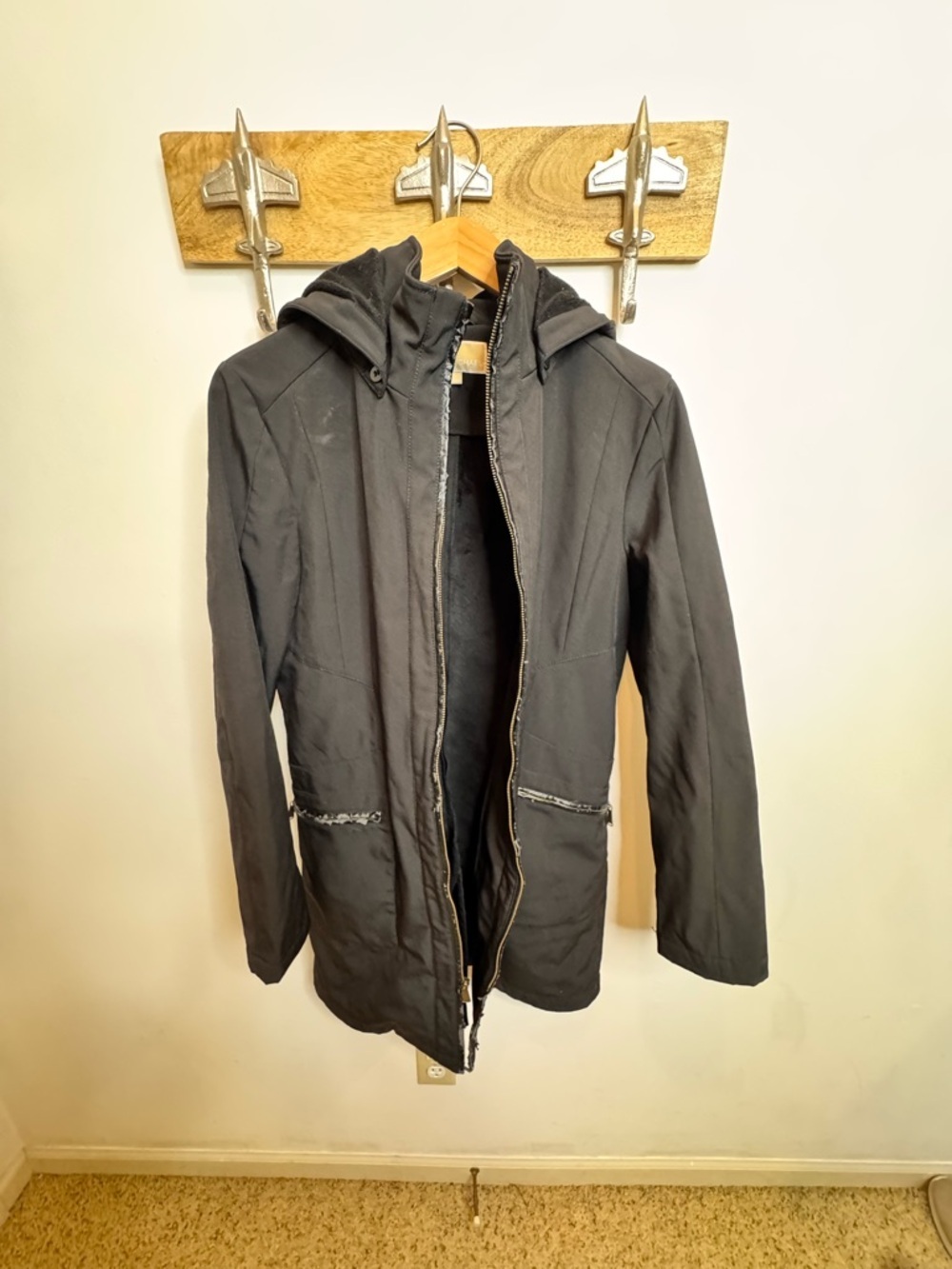 MICHAEL Michael Kors Black Hooded Raincoat